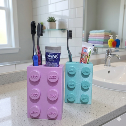 Porta Escovas e Pasta de Dente Estilo Bloco de lego – Organização Criativa e Moderna para seu Banheiro