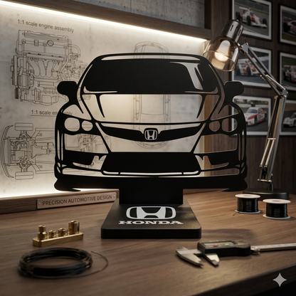 Honda Civic Decorativo em Arte Linear – Peça Exclusiva para Fãs de Carros