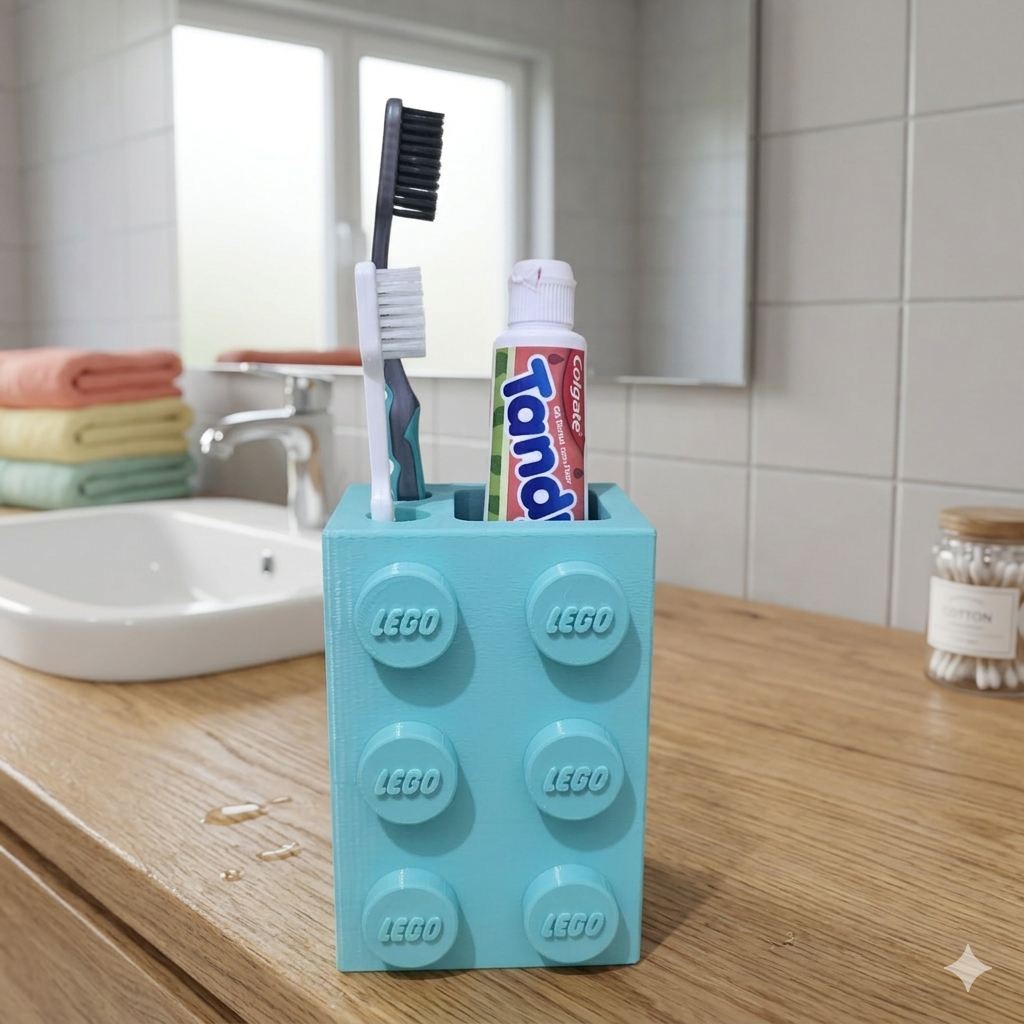 Porta Escovas e Pasta de Dente Estilo Bloco de lego – Organização Criativa e Moderna para seu Banheiro