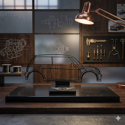 Mini Cooper Decorativo em Arte Linear – Peça Exclusiva para Apaixonados por Carros