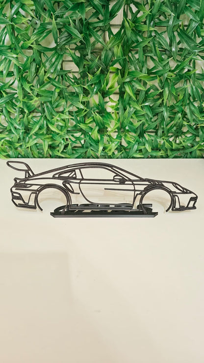 Porsche GT3 Decorativo em Arte Linear – Peça Exclusiva para Apaixonados por Supercarros