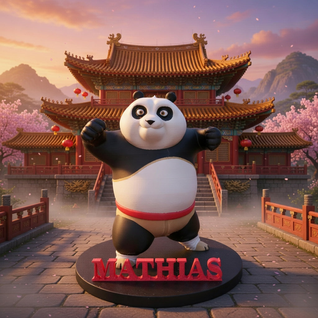 Miniatura Panda Lutador Personalizada com Nome – Decoração Criativa e Presente Exclusivo