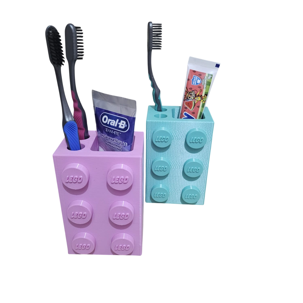 Porta Escovas e Pasta de Dente Estilo Bloco de lego – Organização Criativa e Moderna para seu Banheiro