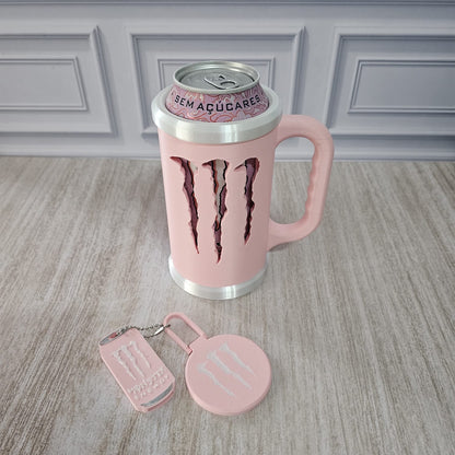 Suporte Lata de Monster Personalizada 3D com Tampa e Abridor – Kit Exclusivo para Fãs
