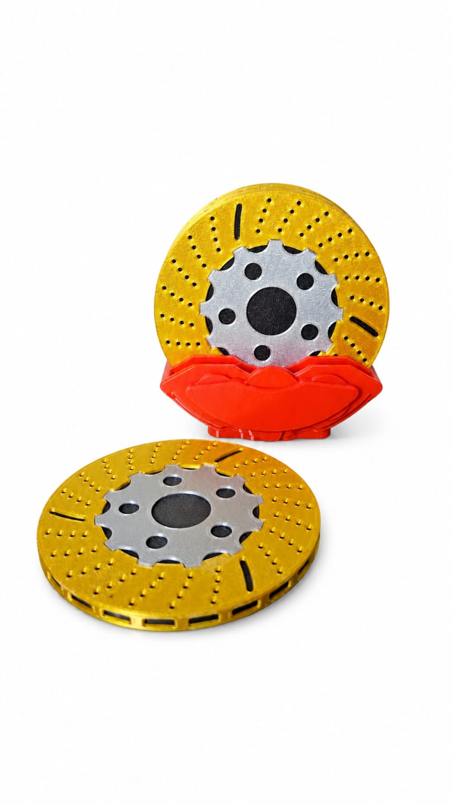 Porta Copos Criativo Estilo Disco de Freio Dourado – Design Automotivo Moderno
